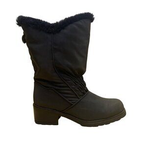 Boston Accent Women’s Black Faux Fur Weatherproof Winter Boots Size 7M